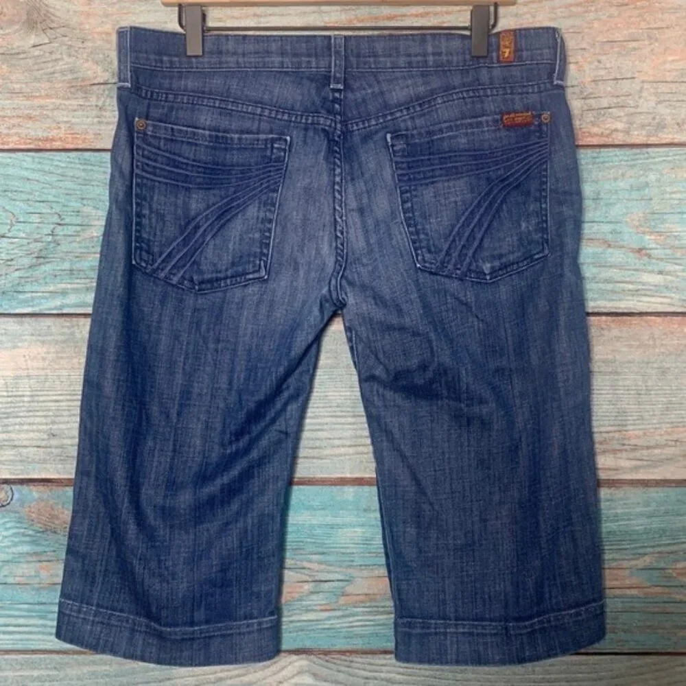 7 for All Mankind 7FAM DOJO Blue Denim Jean Shorts Bermuda Long Size 31